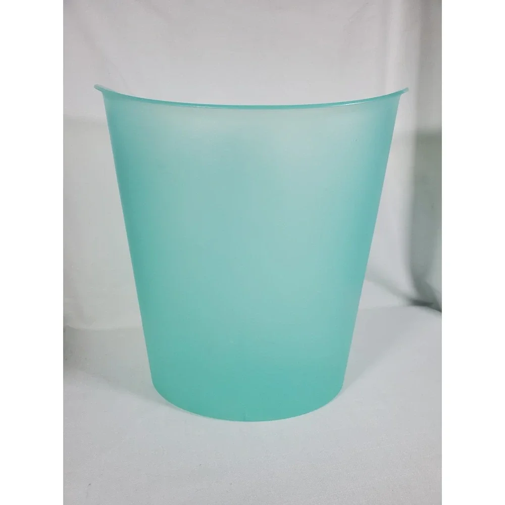 Sterilite Frosted Teal Blue Oval Wastebasket Small Trash Can Bathroom Office Y2K